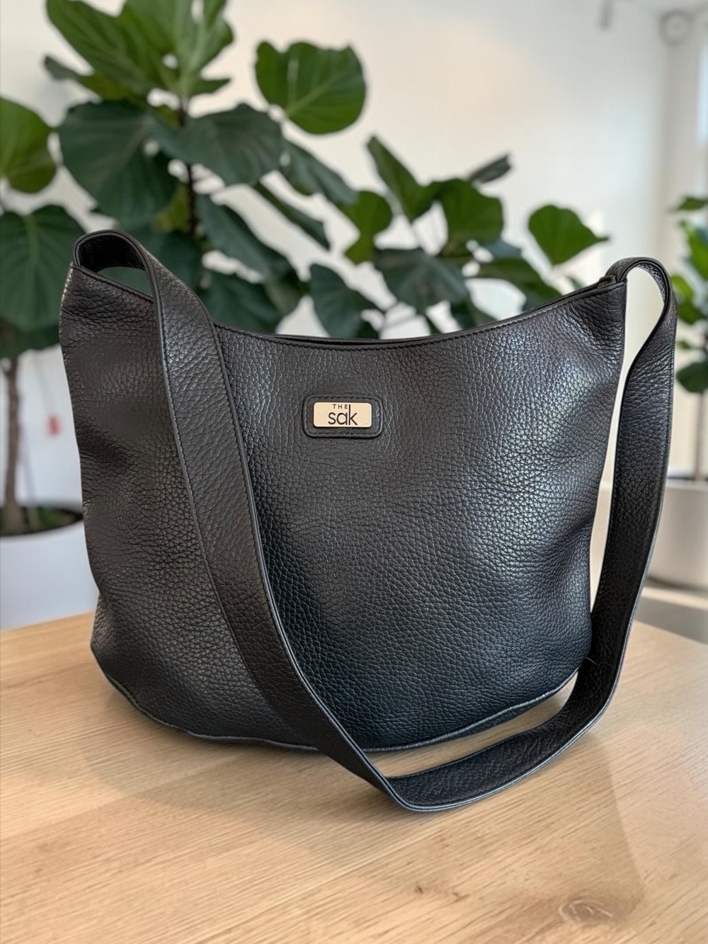 The Sak Black Pebbled Leather Hobo Shoulder Bag